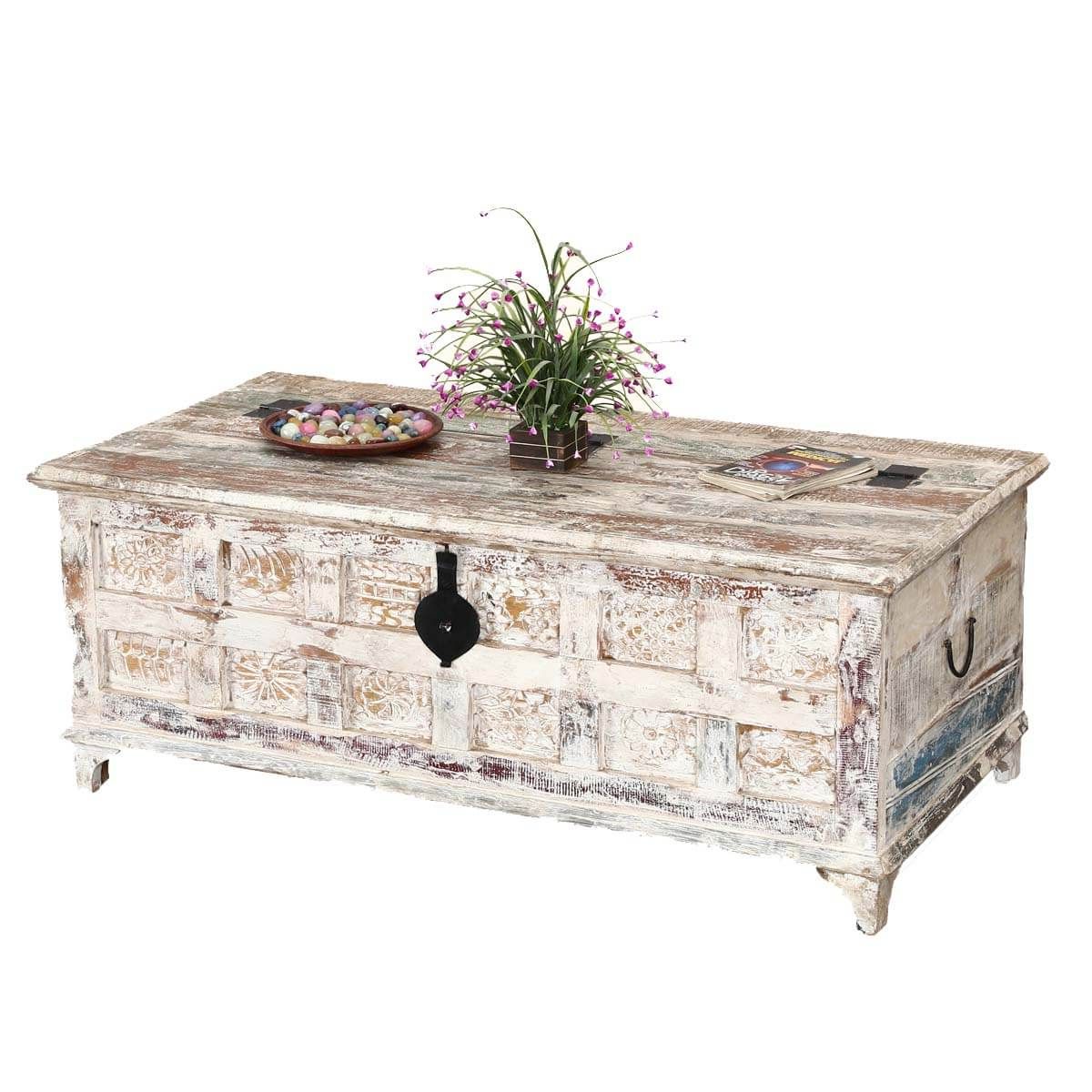 Popular Farmhouse Style Coffee Tables For Winter Storm Farmhouse Style Solid Wood Standing Coffee Table Chest (View 10 of 20)