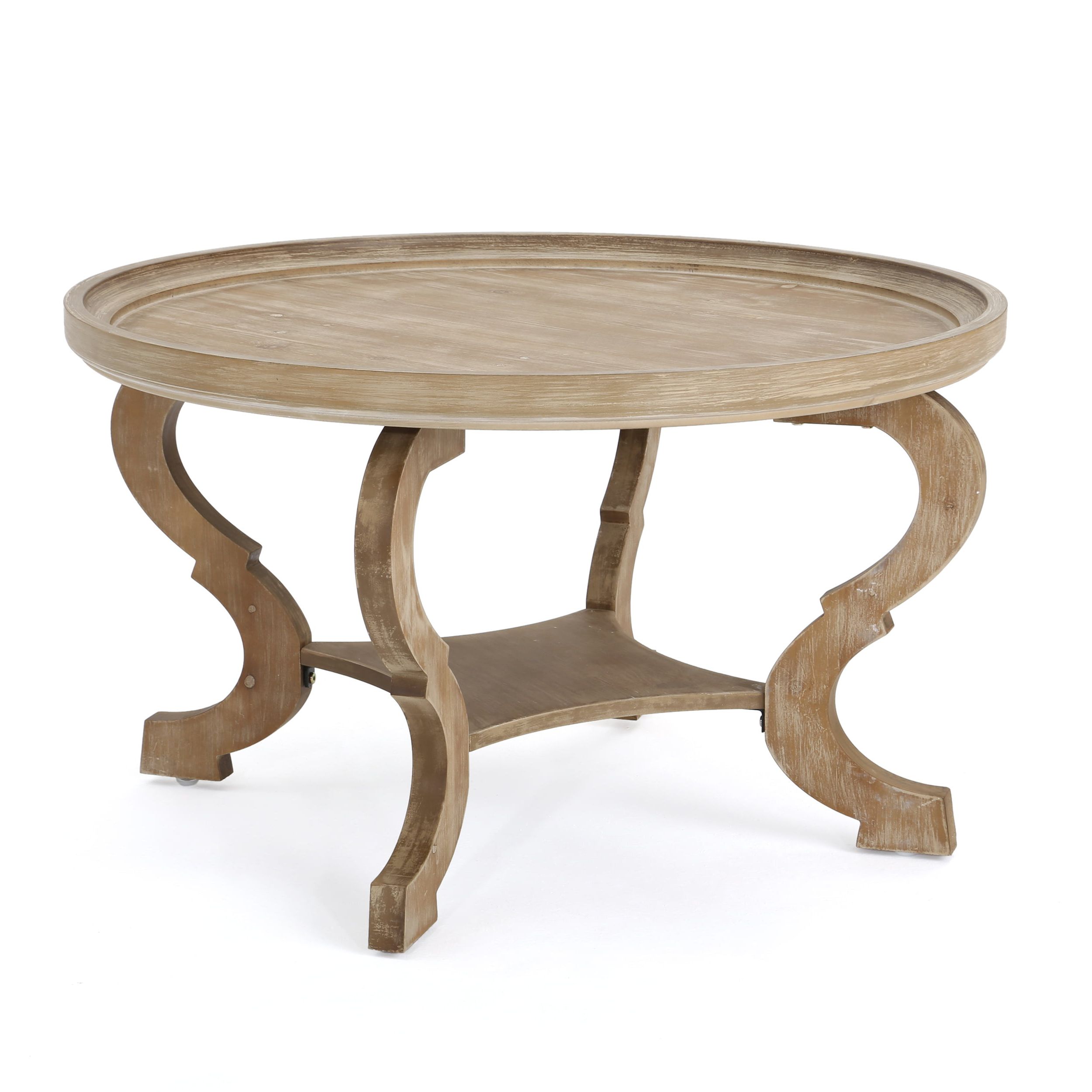 Preferred Faux Wood Coffee Tables Throughout Noble House Shelton Faux Wood Circular Coffee Table, Nature – Walmart (View 4 of 20)