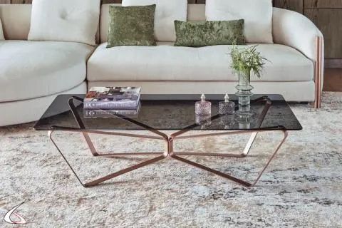 Recent Rose Gold Coffee Tables Throughout Loop Low Design Coffee Table In Glass (View 15 of 20)