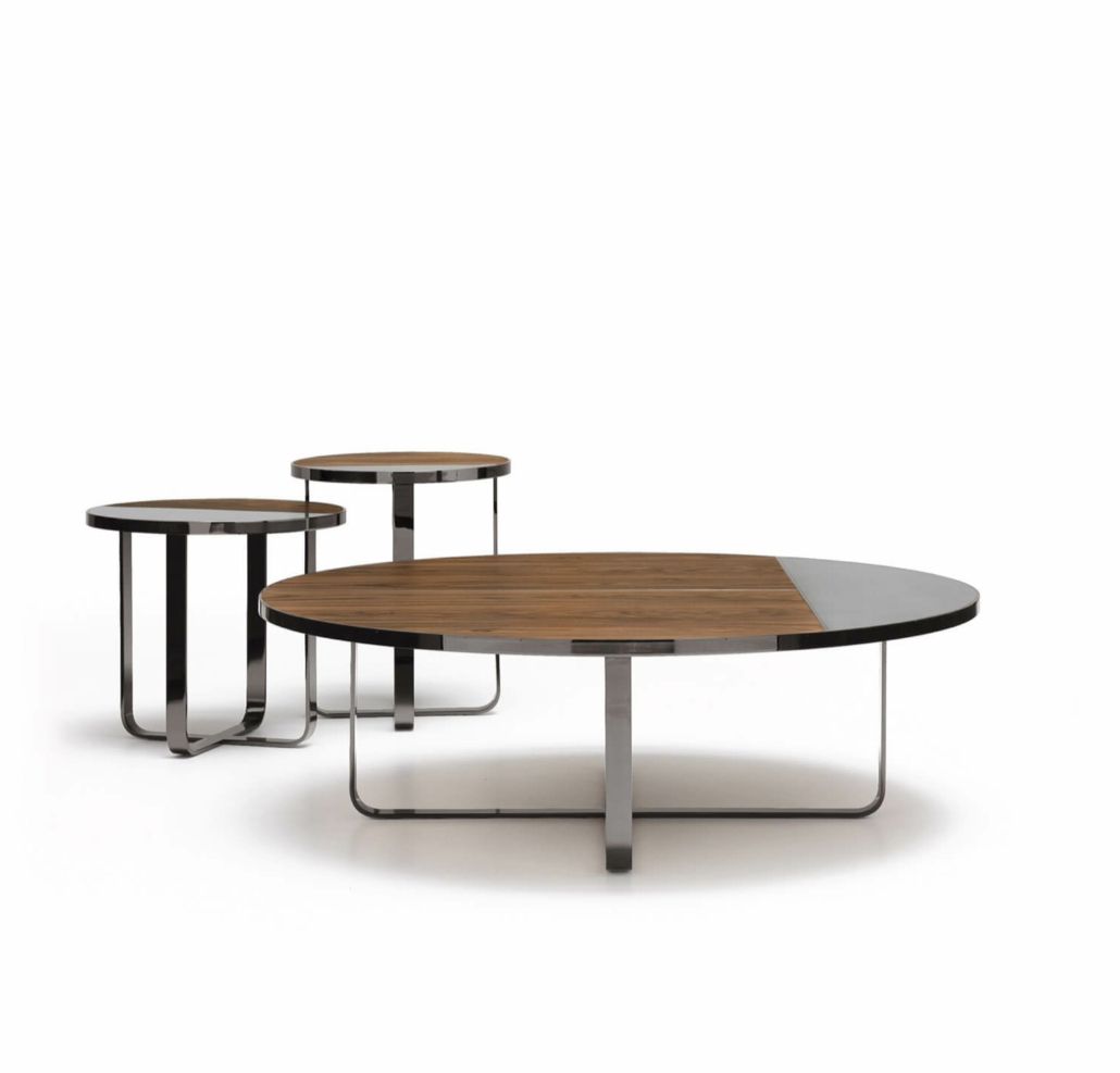 Round Coffee Table With Top In American Walnut Wood And Metal Base,  Designedmarco Piva (View 2 of 20)