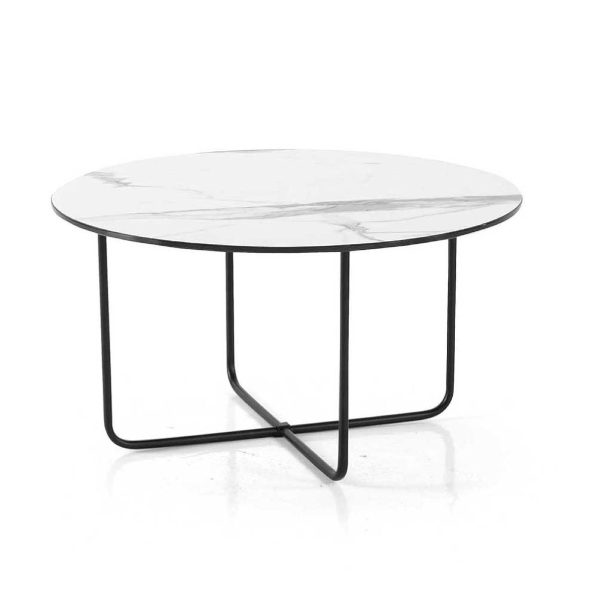 Round Coffee Table With White Marble Effect Glass Top Jon 60 Inside Most Recent Glass Top Coffee Tables (View 6 of 20)