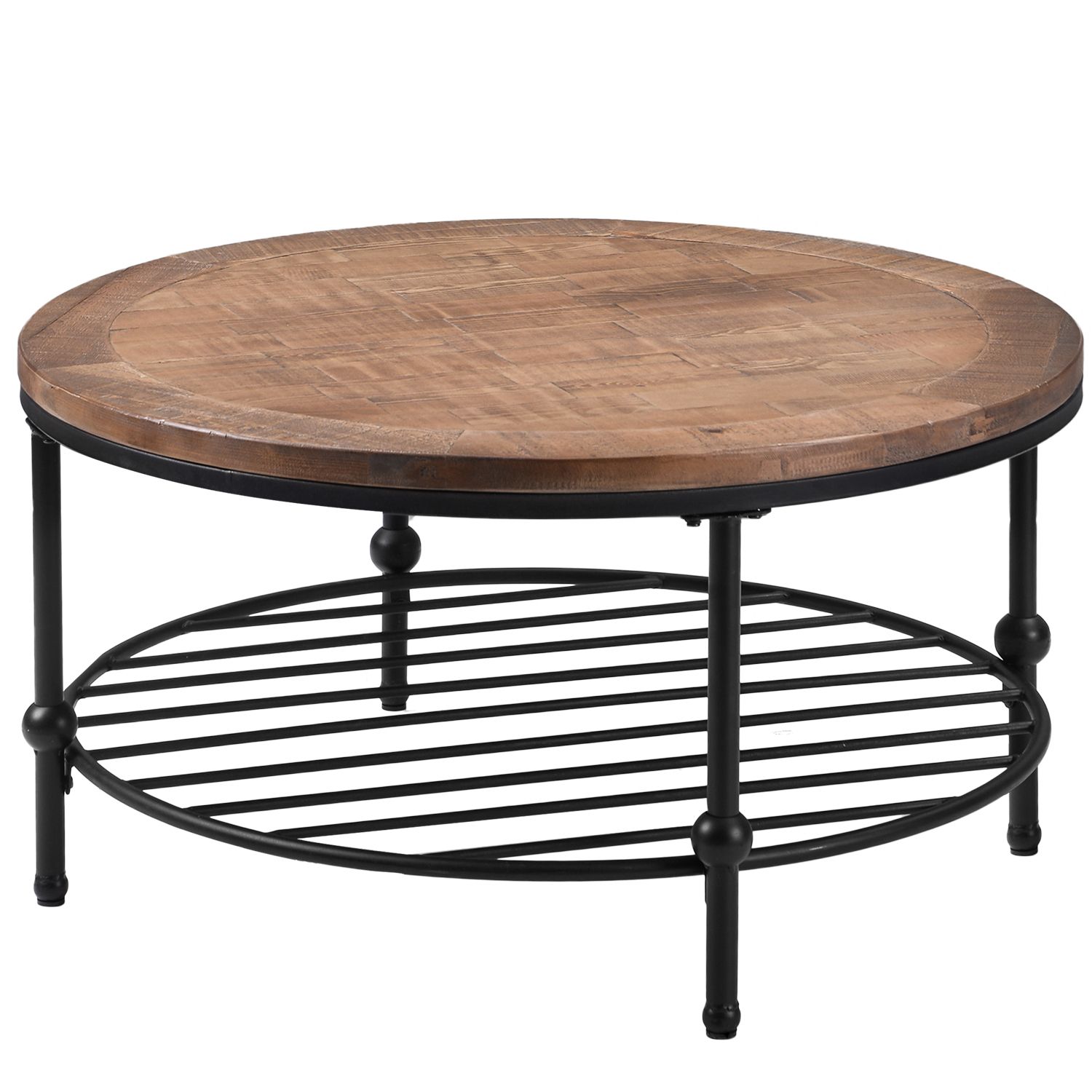 Rustic Natural Round Coffee Table With Storage Shelf For Living Room, Easy  Assembly (round) – Walmart With 2020 Rustic Round Coffee Tables (View 17 of 20)