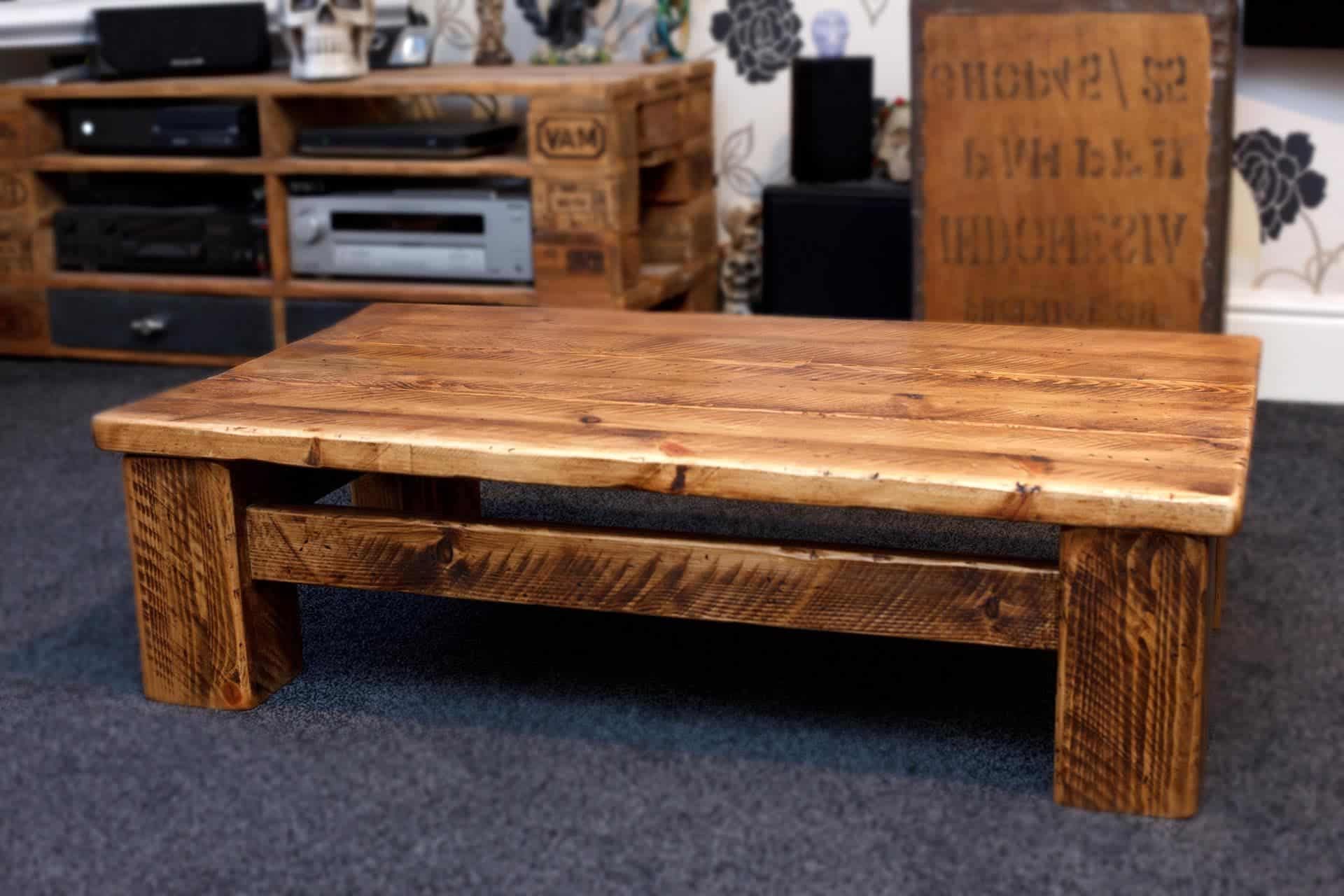 Sherwood Rustic Plank Low Down Coffee Table – Aj's Farmhouse Furniture Intended For Most Up To Date Plank Coffee Tables (View 11 of 20)