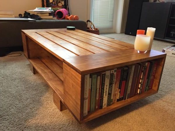 Slat Coffee Table With Incorporated Book Shelves (View 9 of 20)