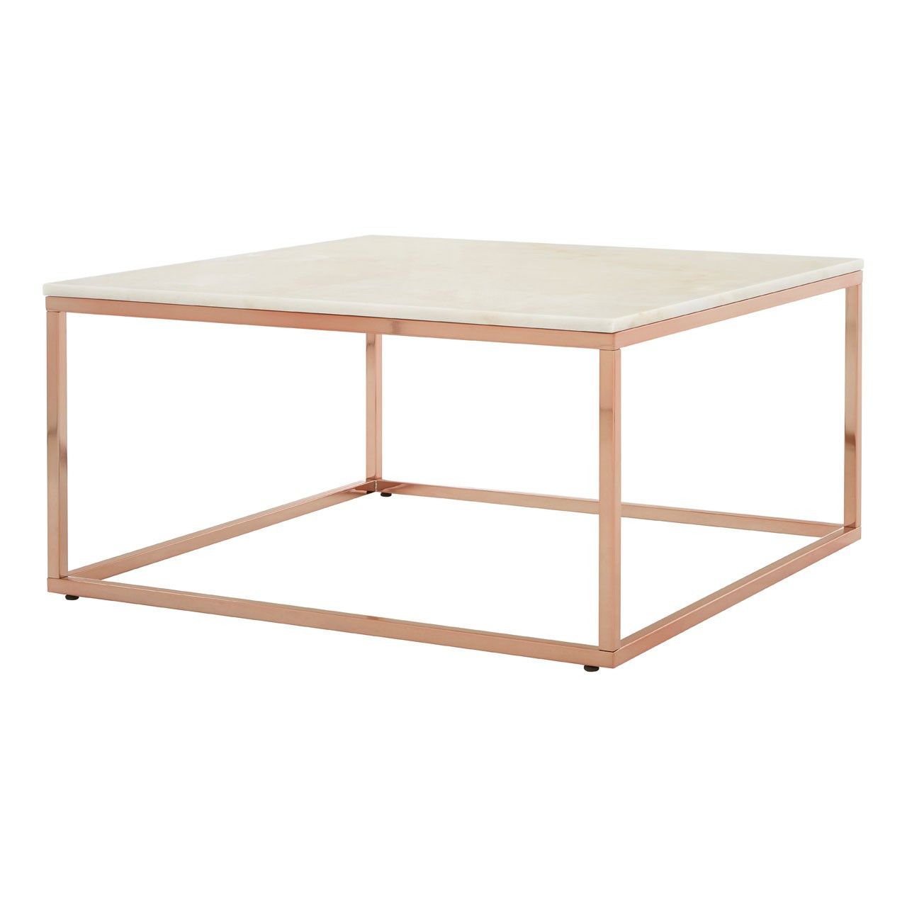 Square White Marble Coffee Table With Rose Gold Base Within Fashionable Rose Gold Coffee Tables (View 13 of 20)