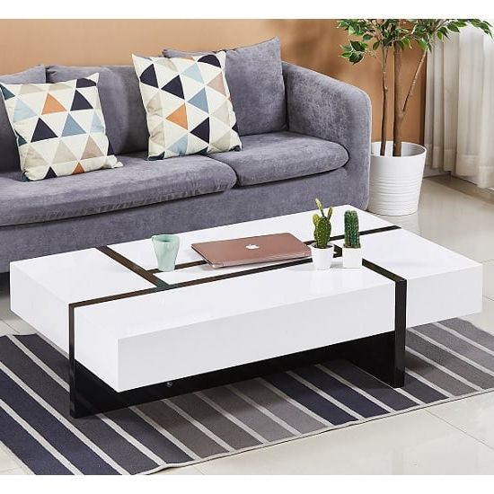 Storm High Gloss Storage Coffee Table In White And Black (View 10 of 20)