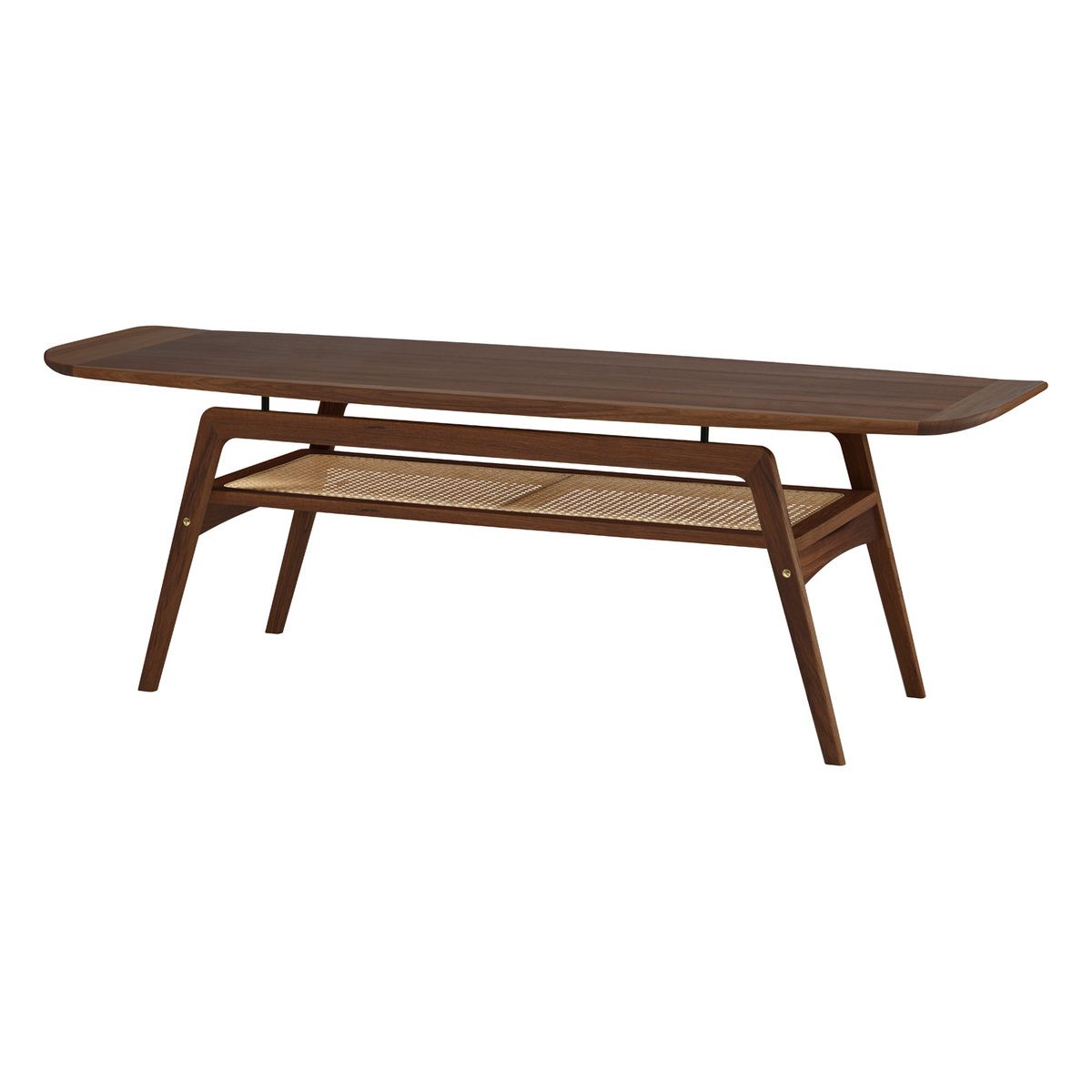 Surfboard Coffee Table With Shelf, Walnut – French Cane (View 5 of 20)