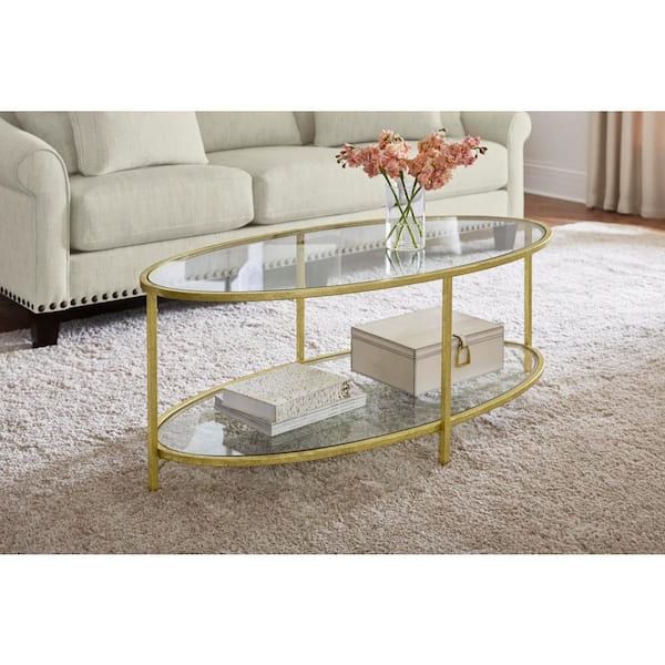 Trendy Glass Oval Coffee Tables Pertaining To Home Decorators Collection Bella 46 In (View 3 of 20)
