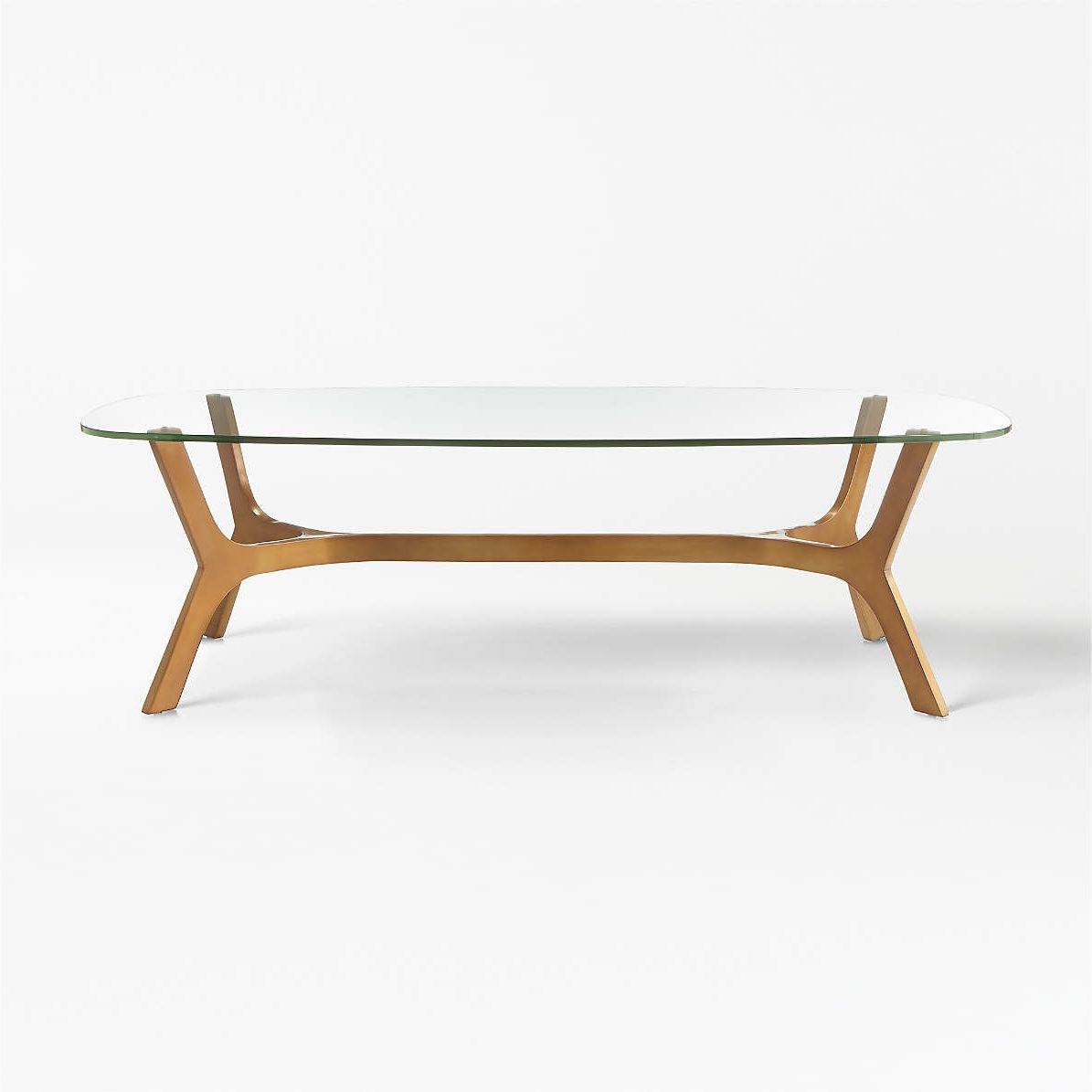 Trendy Smooth Top Coffee Tables Regarding Elke Rectangular Glass Coffee Table With Brass Base + Reviews (View 4 of 20)