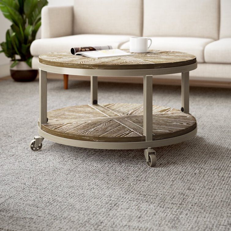 Union Rustic Brien Wheel Coffee Table With Storage & Reviews (View 14 of 20)