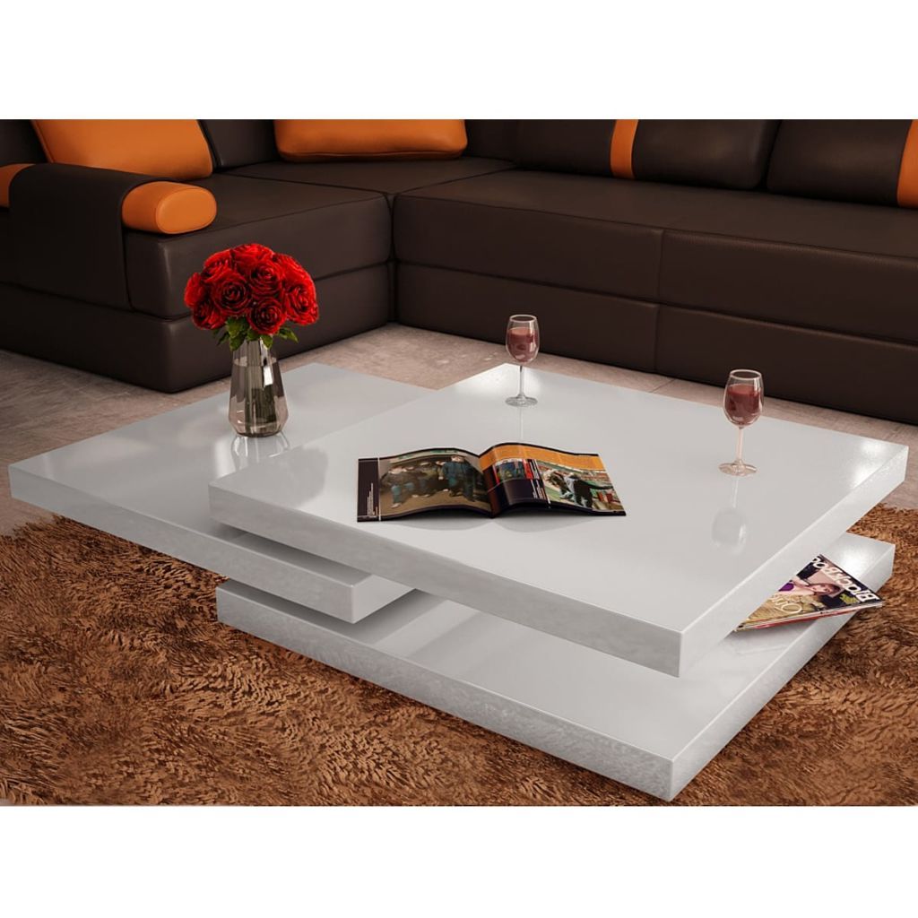 Vidaxl White/black High Gloss 3 Layer Shape Adjustable Coffee Or Side Table  – Walmart In Most Up To Date Shape Adjustable Coffee Tables (View 2 of 20)