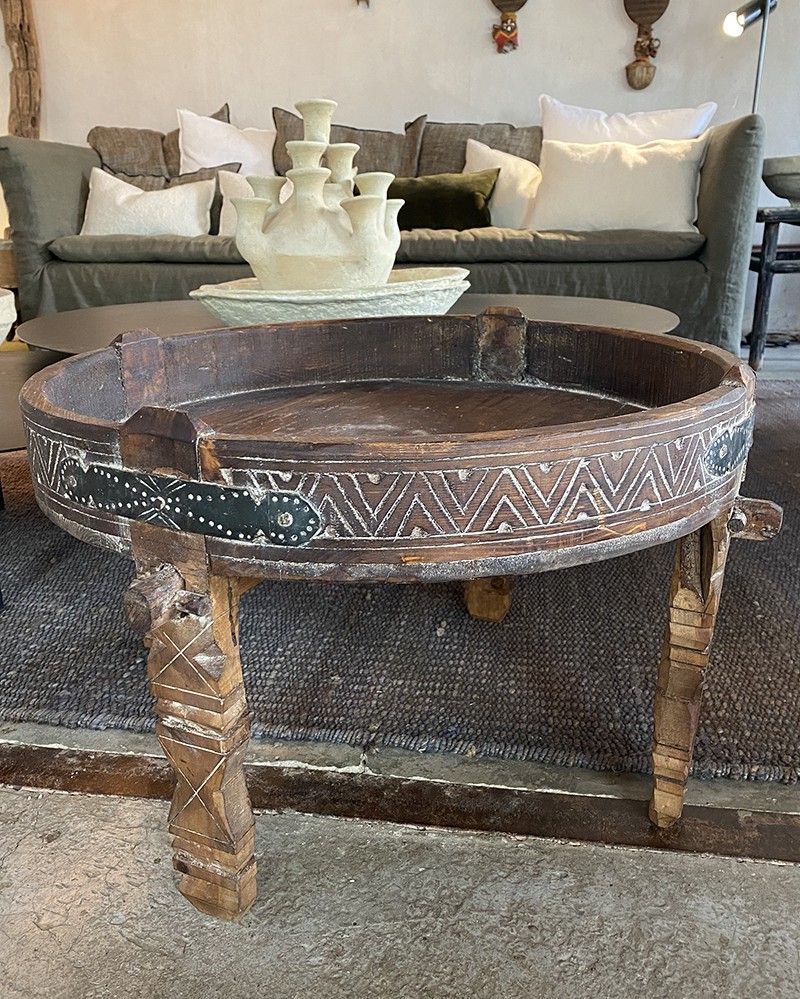 Vintage Carved Cedar Wood Coffee Table – La Maison Pernoise Within Latest Wooden Hand Carved Coffee Tables (View 1 of 20)