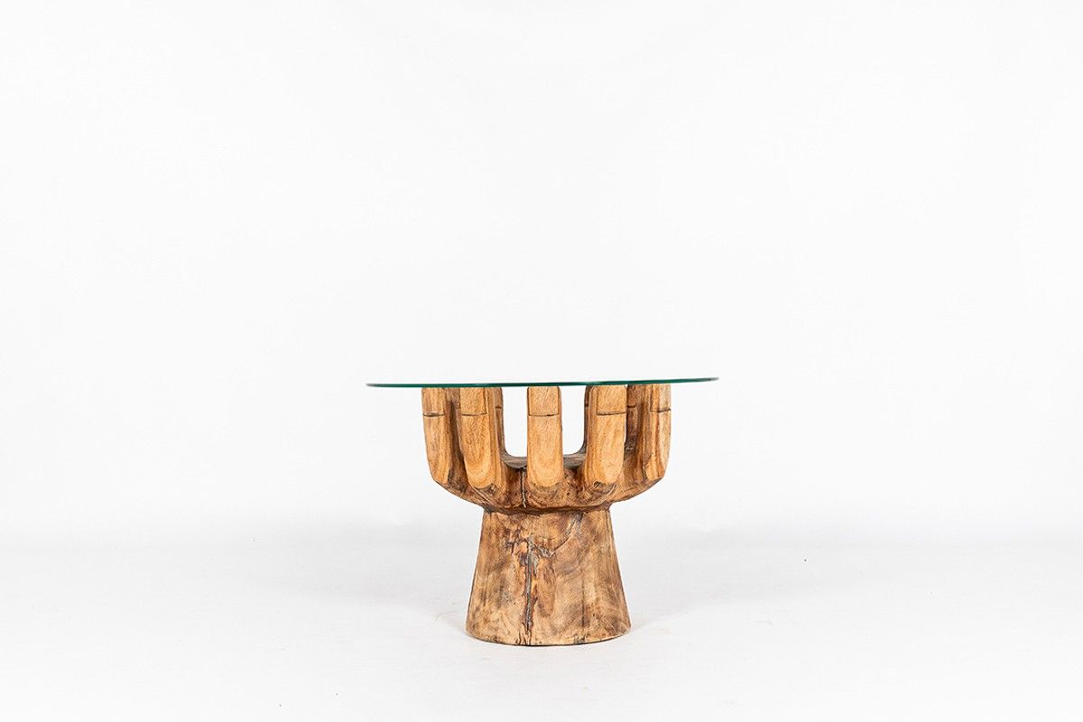 Vintage Coffee Table In Wood And Glass, An Original Design Intended For Favorite Wooden Hand Carved Coffee Tables (Gallery 20 of 20)