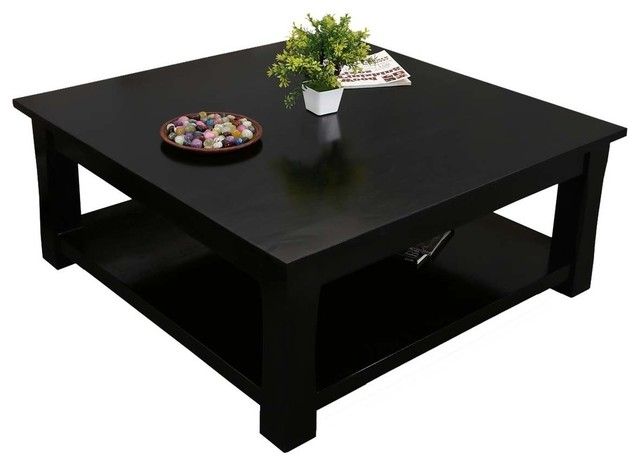 Well Known Black Square Coffee Tables For Brimson Contemporary Style Solid Wood 2 Tier Square Coffee Table –  Transitional – Coffee Tables  Sierra Living Concepts Inc (View 5 of 20)