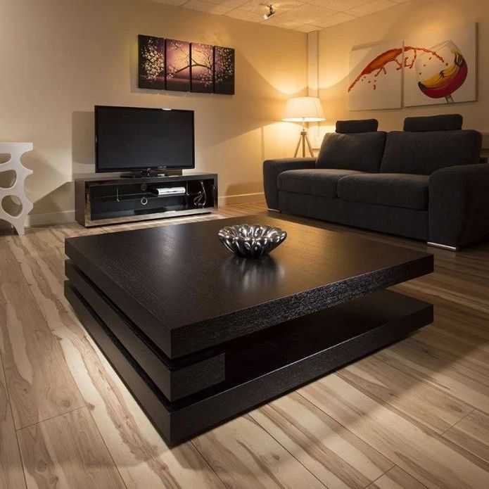 Well Known Black Square Coffee Tables Inside Extra Large Modern Square Black Oak  (View 2 of 20)