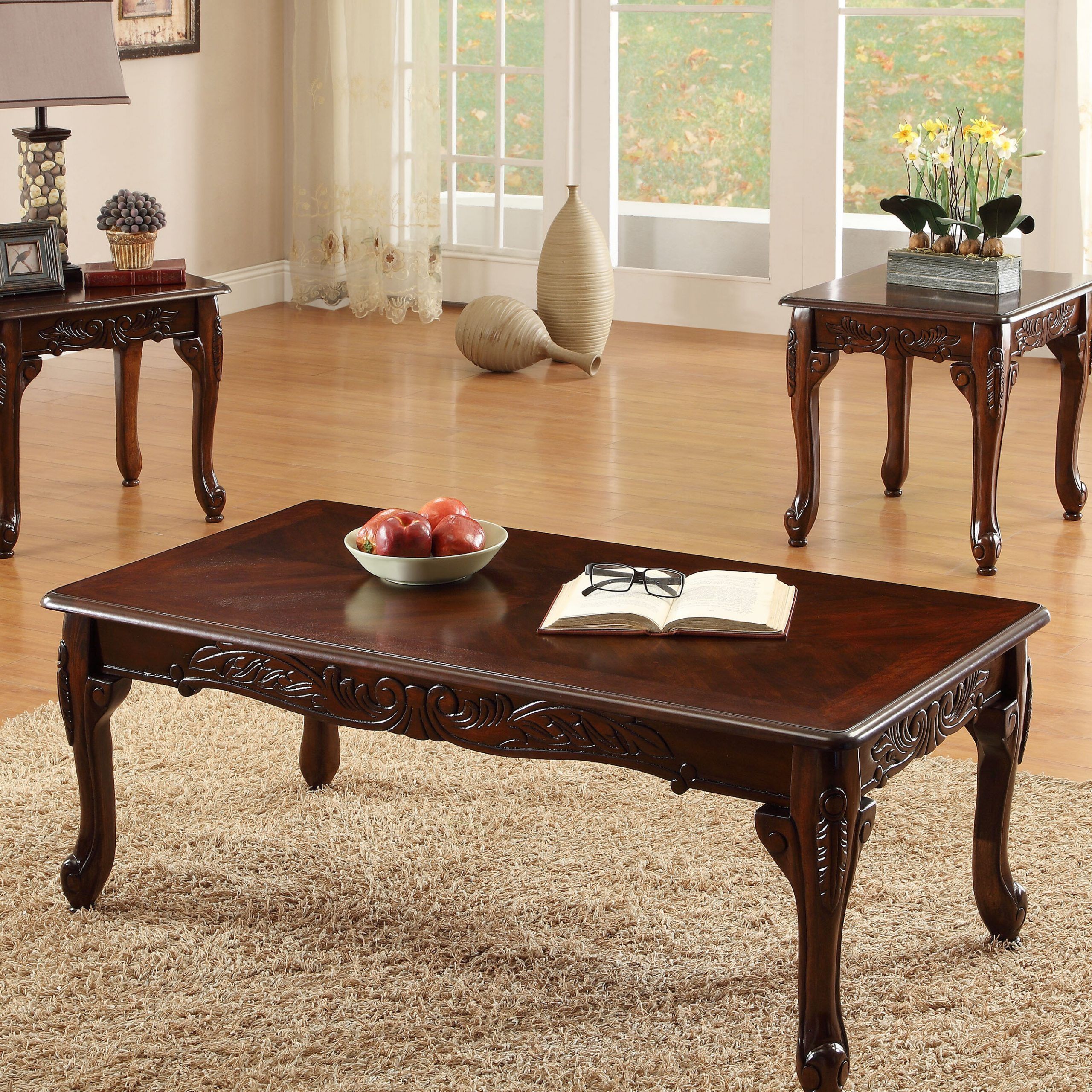 Well Known Dark Cherry Coffee Tables Inside Lark Manor Clausen 3 Piece Coffee Table Set & Reviews (Gallery 19 of 20)