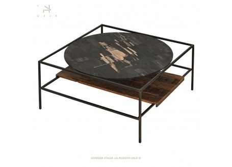 Well Known Deco Stone Coffee Tables For Influence Coffee Table, Square With Glass Top – L80 Cm (View 11 of 20)