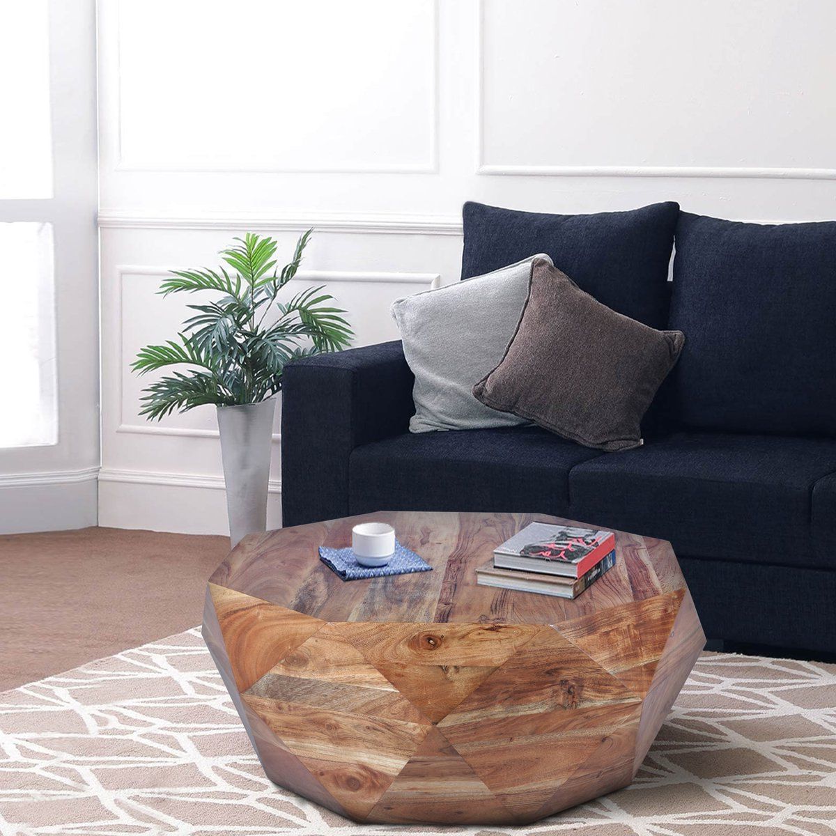 Well Known Diamond Shape Coffee Tables With Regard To Buy Diamond Shape Acacia Wood Coffee Table With Smooth Top Online From  Panchayat Udsar (View 8 of 20)