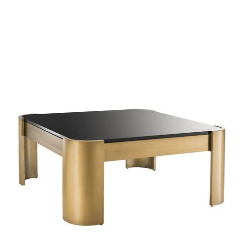 Well Known Glass Tabletop Coffee Tables Regarding Contemporary Coffee Table – Courrier – Eichholtz – Glass / Brushed Brass  Base / Square (Gallery 20 of 20)