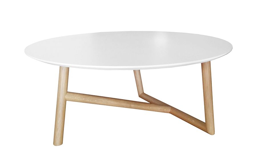 Well Known Matte Coffee Tables In Moroso Coffee Table Klara (Ø84xh37 Cm White Top – Natural Oak And Mdf) –  Myareadesign (View 11 of 20)