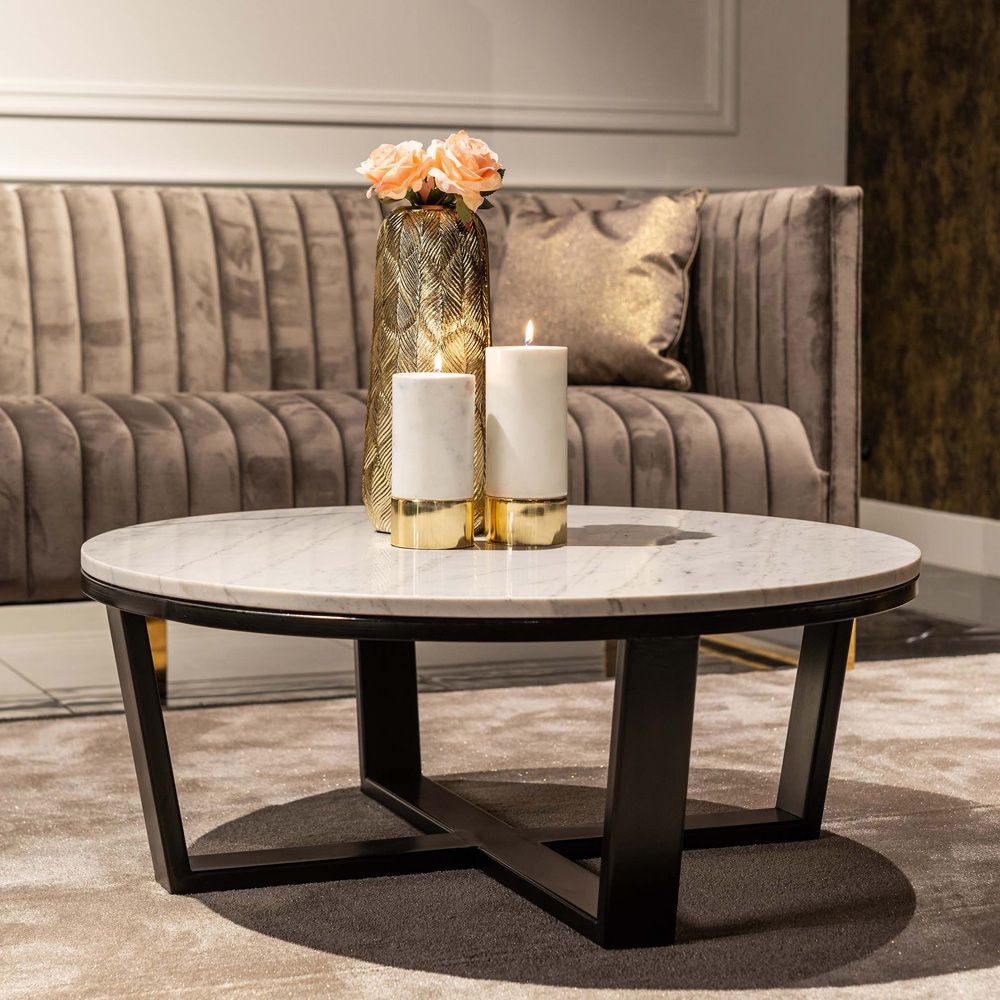 Well Known Modern Round Coffee Tables Inside Carrara Marble Modern Round Coffee Table – Juliettes Interiors (View 5 of 20)