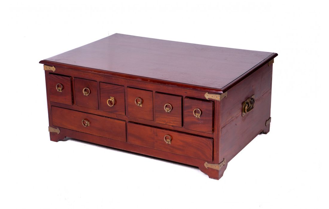 Well Known Solid Teak Wood Coffee Tables Within Teak Wood Coffee Table With 8 Drawers (View 9 of 20)