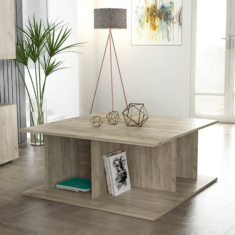Well Liked Melamine Coffee Tables With Davide Megapap Melamine Coffee Table In Grey Oak Color 90x90x42cm (View 8 of 20)