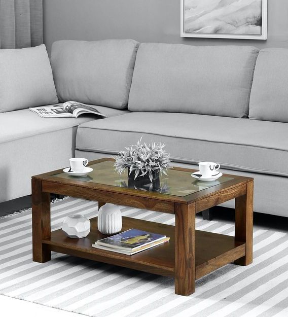 Well Liked Solid Teak Wood Coffee Tables Regarding Buy Mckenzy Solid Wood Coffee Table With Glass Top In Provincial Teak  Finishwoodsworth Online – Contemporary Rectangular Coffee Tables –  Tables – Furniture – Pepperfry Product (View 12 of 20)