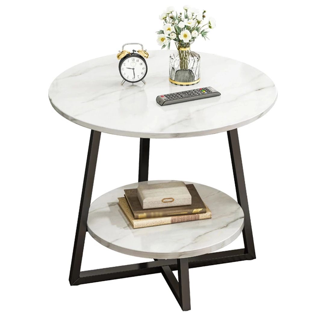 Widely Used 2 Tier Metal Coffee Tables Pertaining To Nordic Coffee Tea Table Round Smooth 2 Tier Side Table Luxury Designer  House Decor Living Room Coffee Table With Metal Frame – End Tables –  Aliexpress (View 18 of 20)