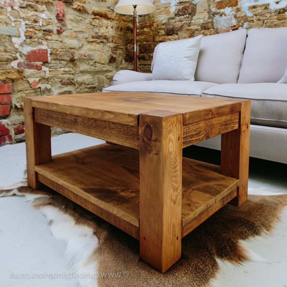 Widely Used Coffee Tables With Shelf Pertaining To Rustic Lumber Plank Wood Coffee Table From Curiosity Interiors (View 10 of 20)
