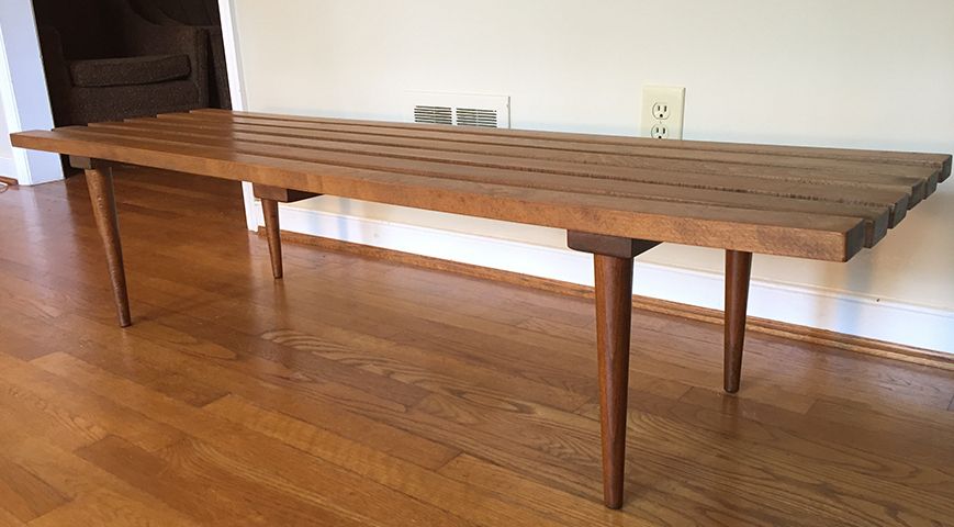 Widely Used Slat Coffee Tables Regarding Mid Century Vintage Wood Slat Coffee Table Bench – Epoch (View 18 of 20)