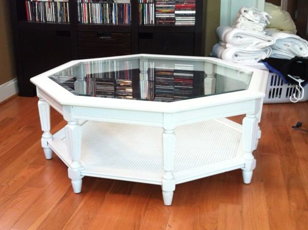 Wood Glass, Flipping Furniture,  Coffee Table Refinish Pertaining To Most Up To Date Octagon Glass Top Coffee Tables (View 12 of 20)