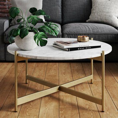 Yousuf Cross Legs Coffee Table Color: Gold (View 12 of 20)