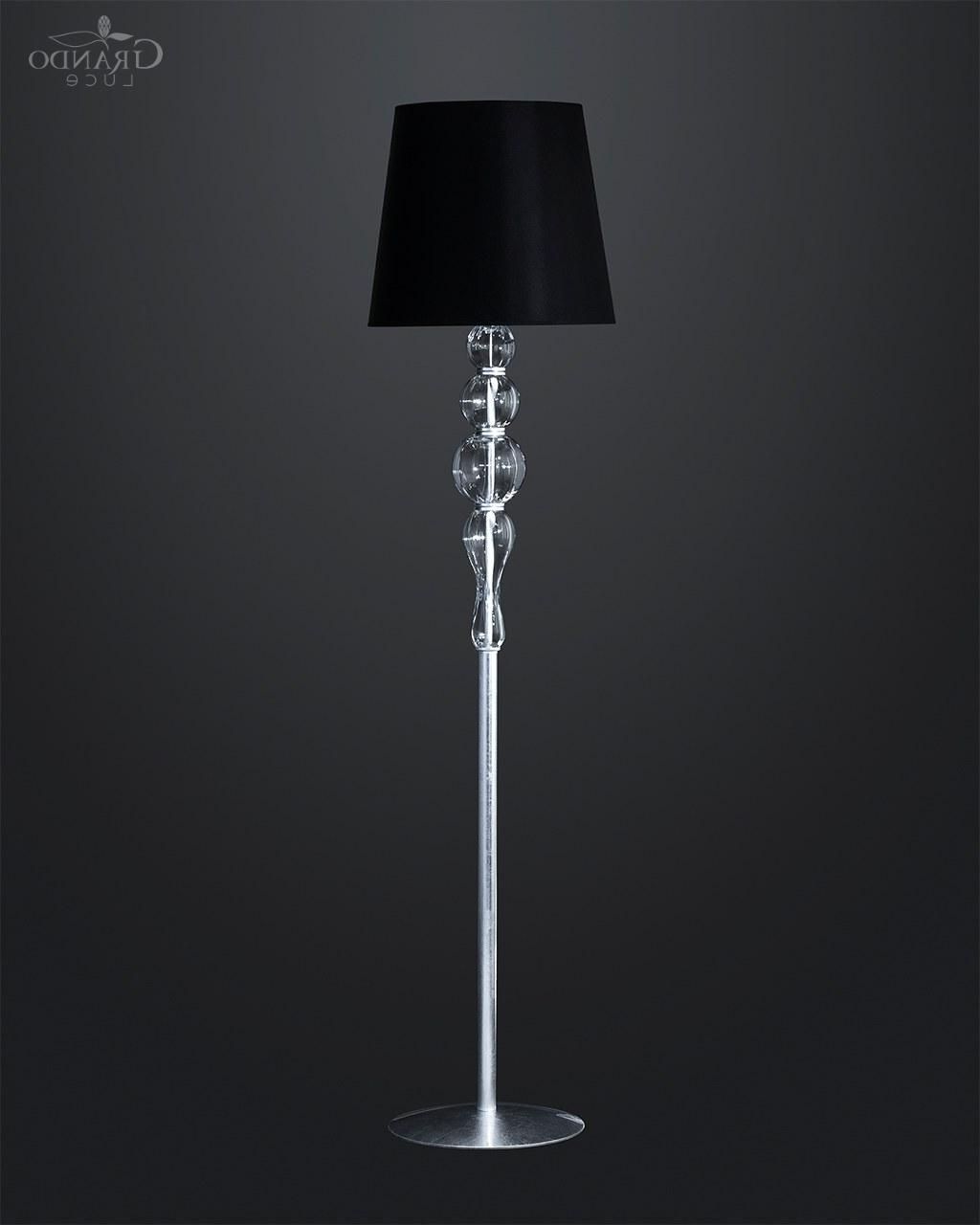 118 / Fl / Silver Leaf / Contemporary Crystal Floor Lamp – Grandoluce For Silver Chrome Floor Lamps (View 11 of 20)