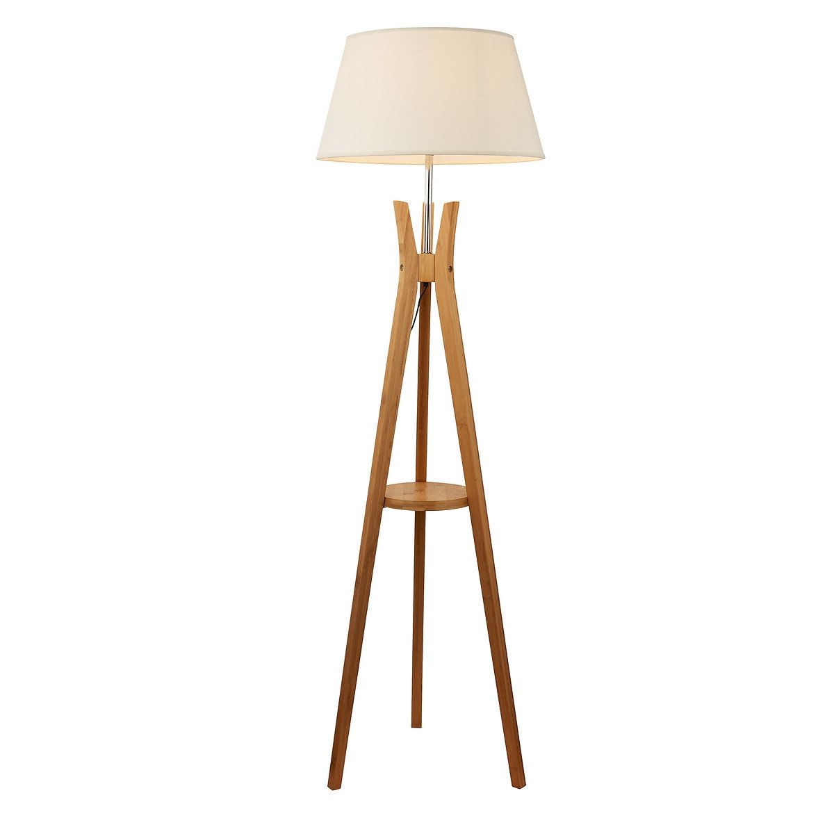 154cm Light Wood Tripod Floor Lamp With Shelf , Natural Wood, So'home | La  Redoute For Wood Tripod Floor Lamps (View 1 of 20)