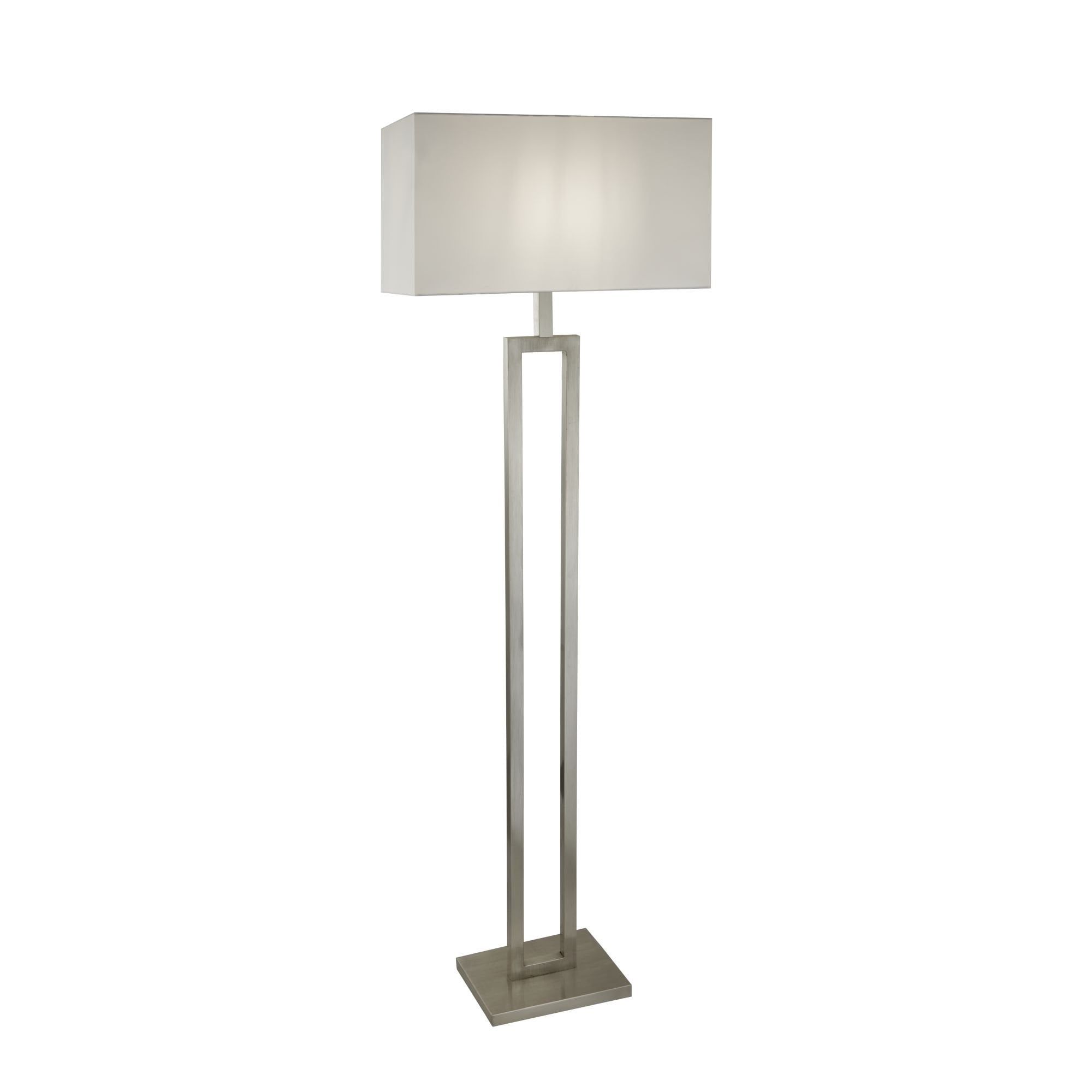 2330ss Floor Lamp Satin Silver White Shade With Silver Floor Lamps (View 7 of 20)