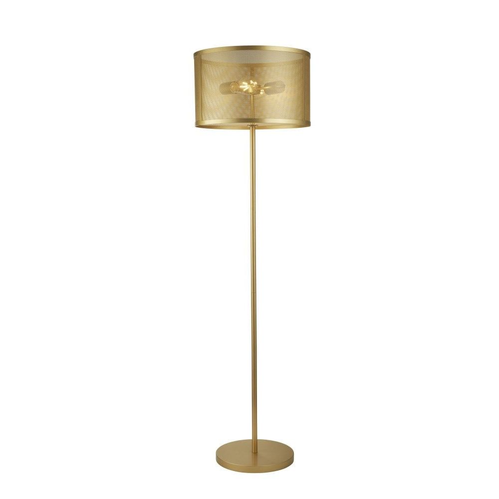 2832 2go Fishnet 2 Light Floor Lamp Matt Gold For Gold Floor Lamps (View 9 of 20)