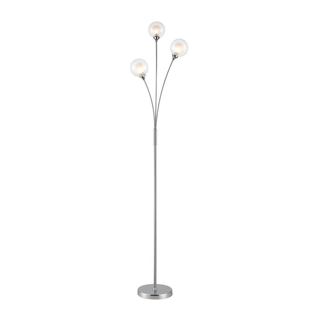 3 Light Floor Lamp In Polished Chrome Finish With Clear And Opal Glass Regarding Clear Glass Floor Lamps (View 1 of 20)