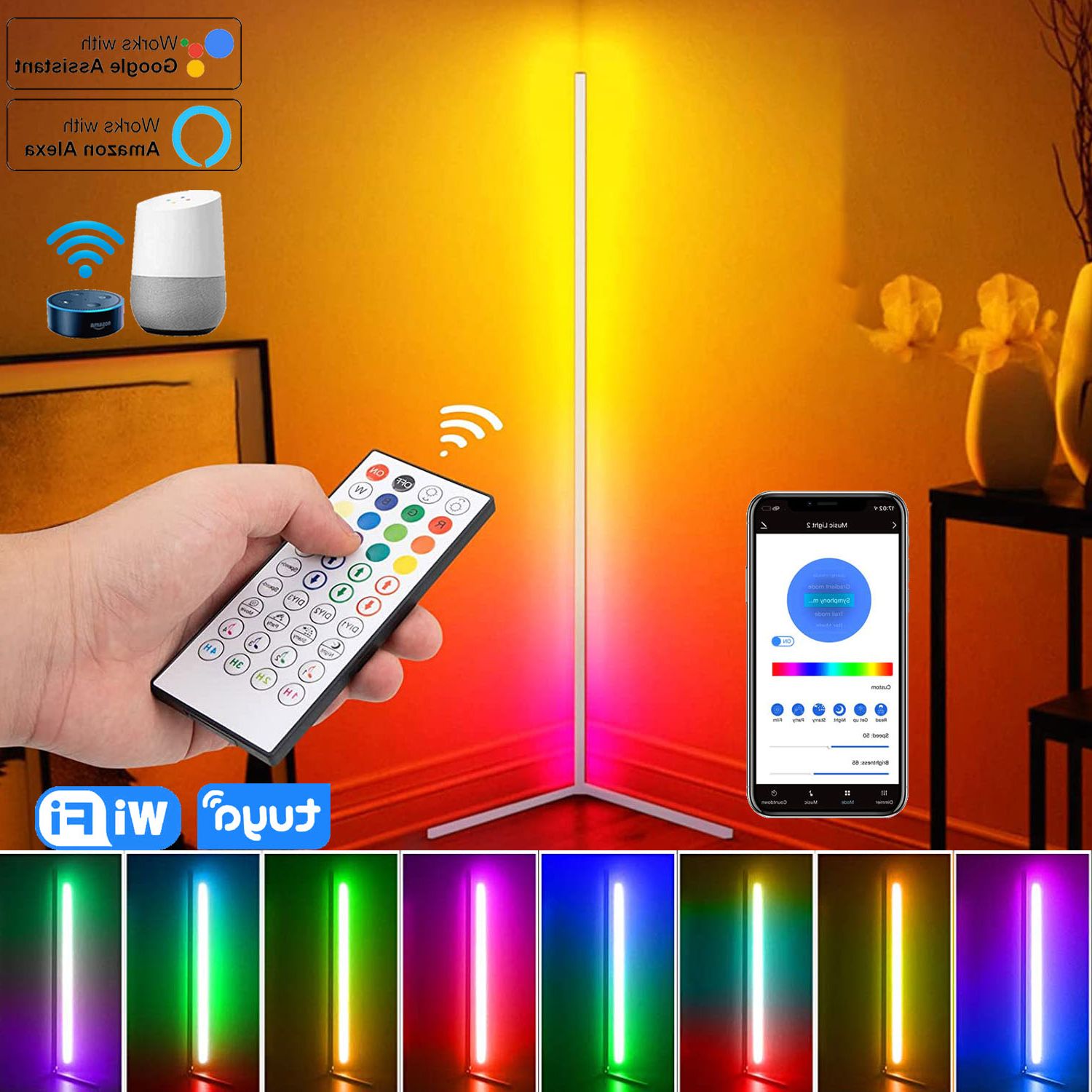 59 Inch Corner Floor Lamp Dimmable App Control Standing Lamps Remote Led  Rgb Light For Bedroom Decor Living Room Indoor Lighting – Floor Lamps –  Aliexpress Intended For 59 Inch Floor Lamps (View 9 of 20)