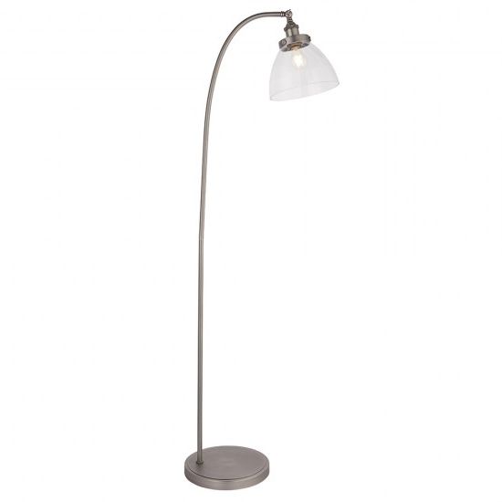 61355 001 Brushed Silver With Clear Glass Floor Lamp Inside Clear Glass Floor Lamps (View 10 of 20)
