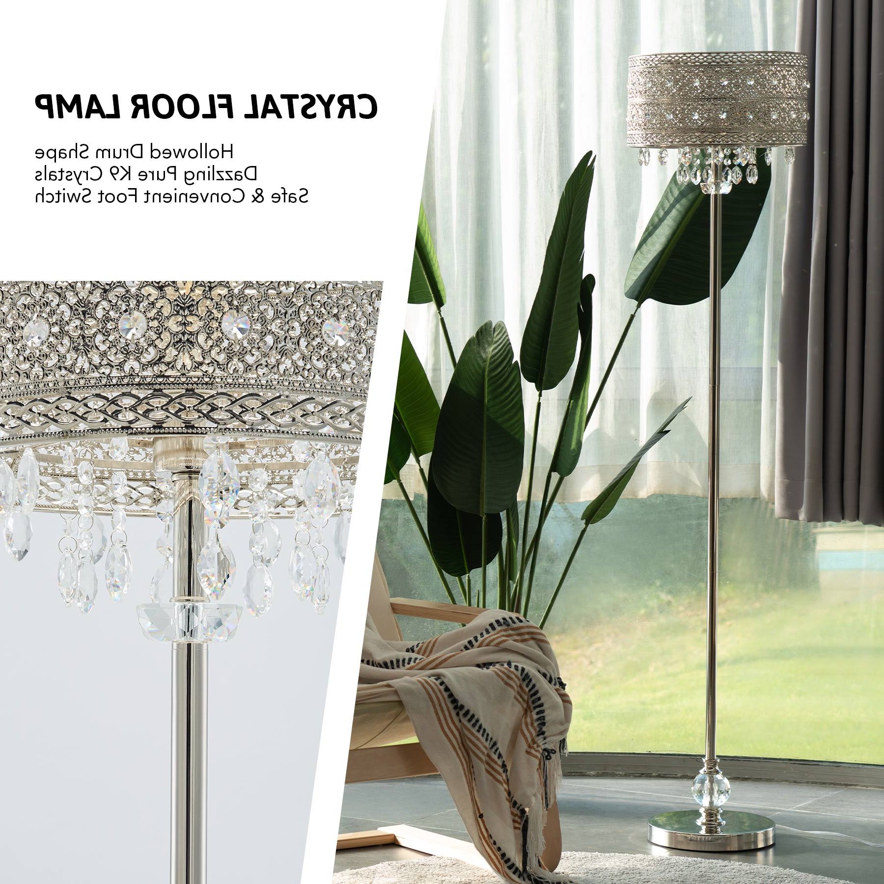 63" Bohemian Floor Lamp W Crystal Beads & Silver Finish For Home Office  More – Walmart Within Crystal Bead Chandelier Floor Lamps (View 8 of 20)