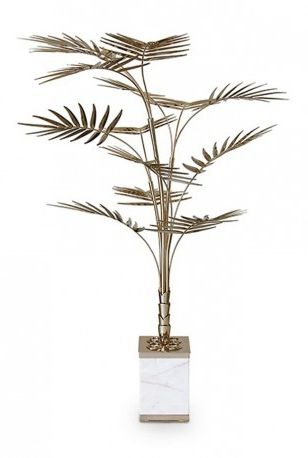 A Great Mid Century Floor Lamp Shaped As A Palm Tree, That Features Carrara  Marble Base And Gold Plated Brass Leaves (View 18 of 20)