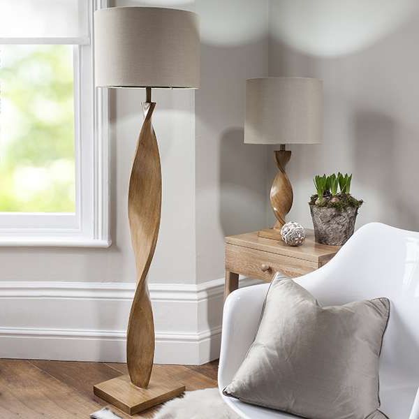 Abia Oak Wood Floor Lamp C/w Shade | Jrlighting.co (View 2 of 20)