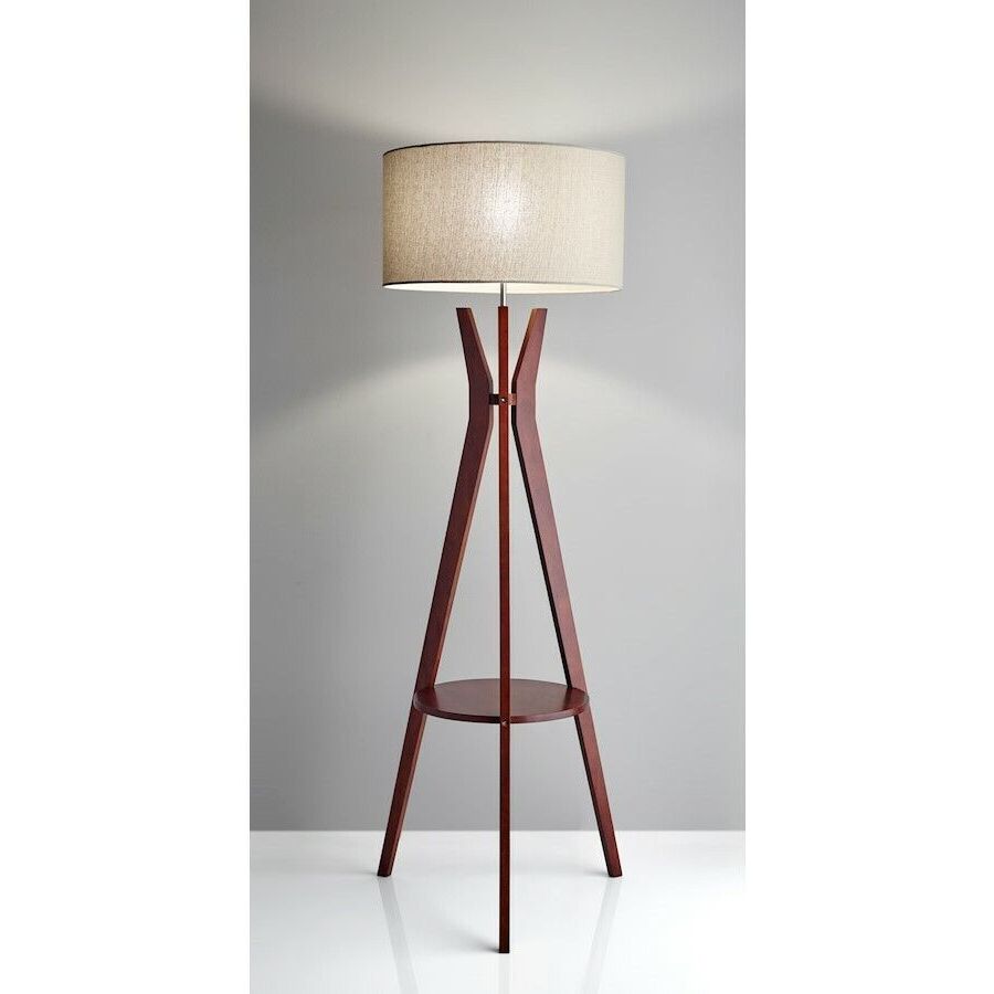 Adesso Bedford Shelf Floor Lamp, Solid Walnut Wood – 3471 15 798919347155 |  Ebay For Walnut Floor Lamps (View 5 of 20)