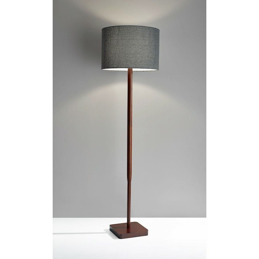 Adesso Ellis Floor Lamp, Walnut Rubber Wood – 4093 15 | Ebay Throughout Rubberwood Floor Lamps (View 16 of 20)