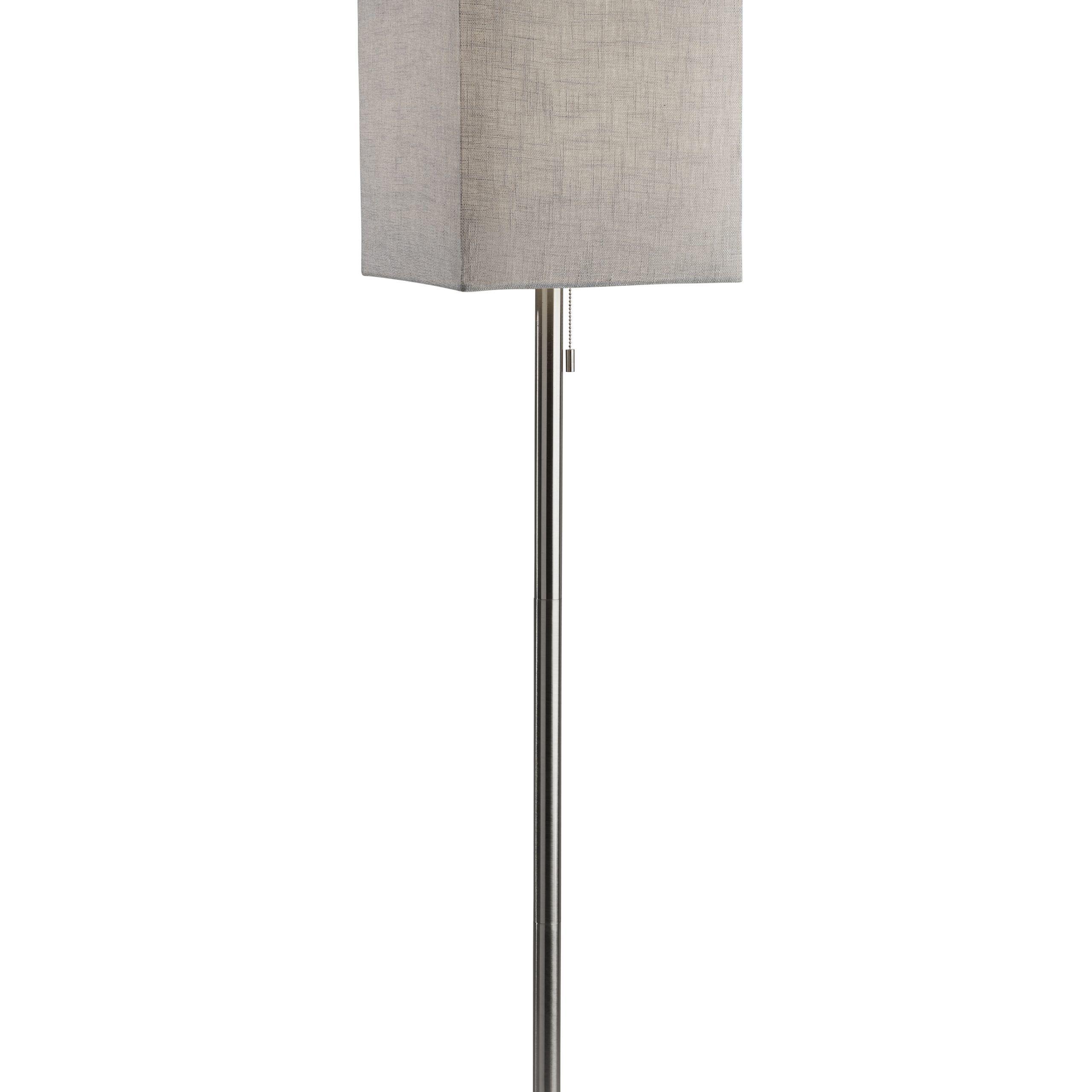 Adesso Estelle Floor Lamp, Brushed Steel, Light Grey Textured Fabric Shade  – Walmart Intended For Textured Fabric Floor Lamps (View 8 of 20)