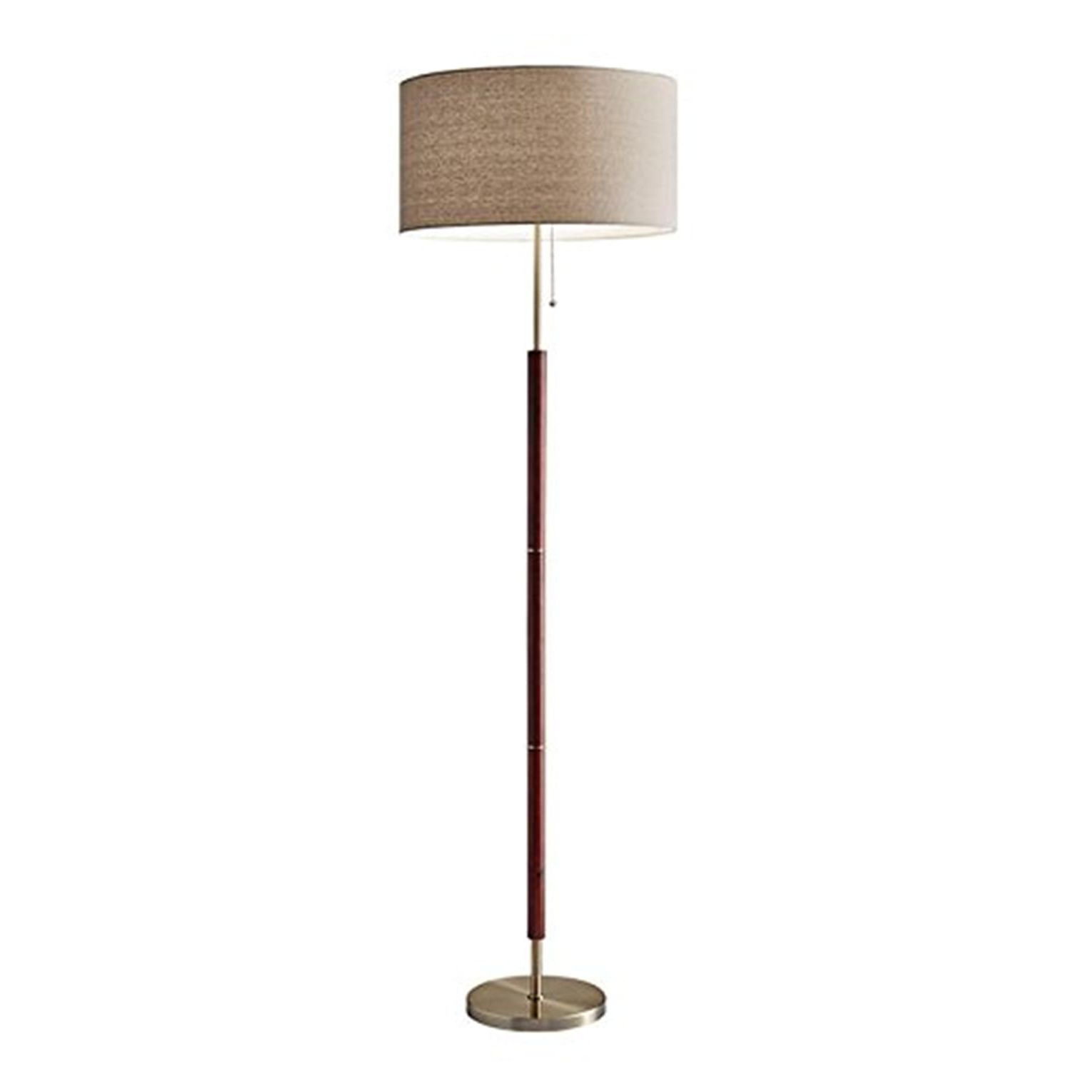 Adesso Hamilton Floor Lamp, Walnut,antique Brass – Walmart Pertaining To Walnut Floor Lamps (View 7 of 20)