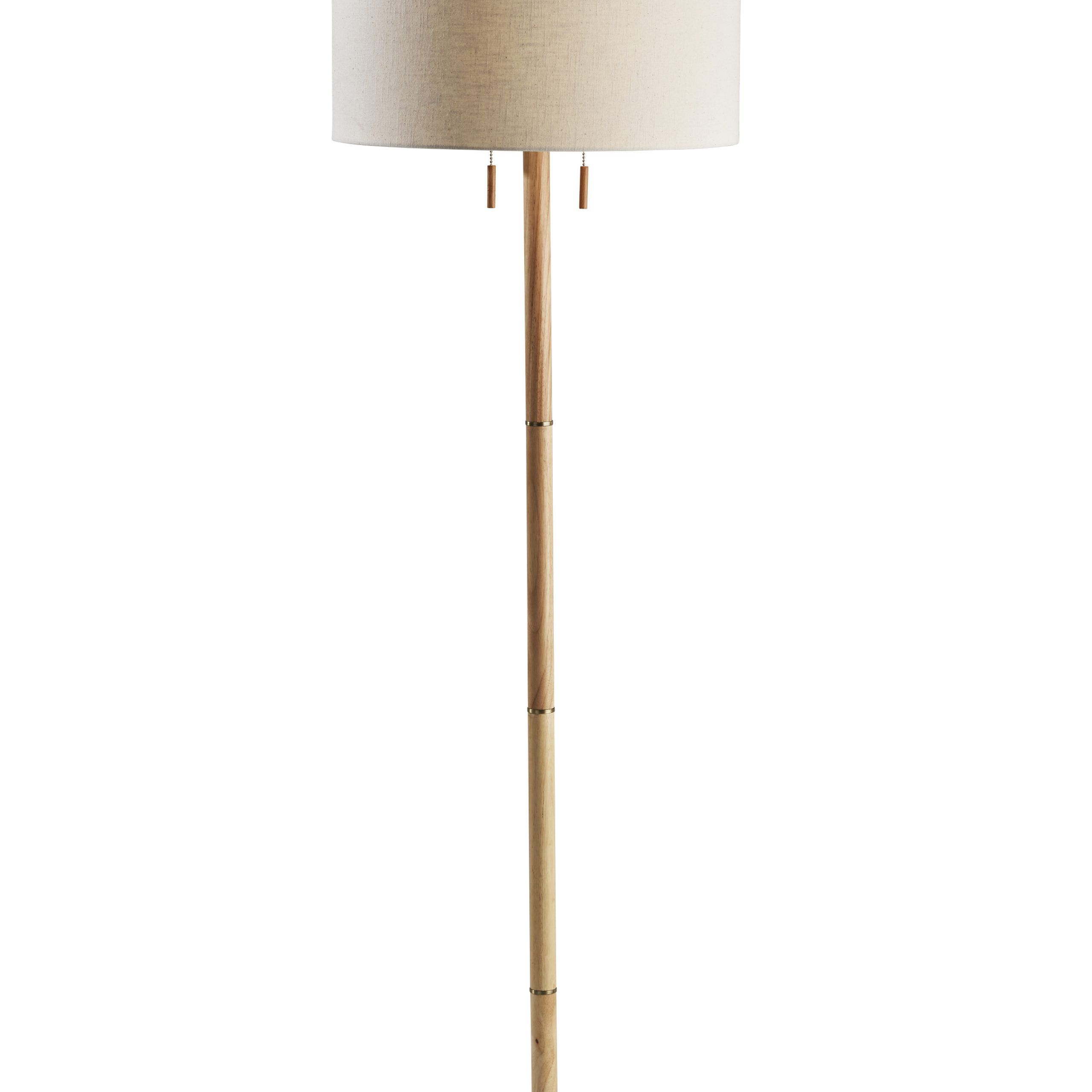 Adesso Madeline Floor Lamp, Natural Rubberwood Base & Antique Brass, Wood  Base, Off White Textured Fabric Shade – Walmart With Rubberwood Floor Lamps (View 10 of 20)