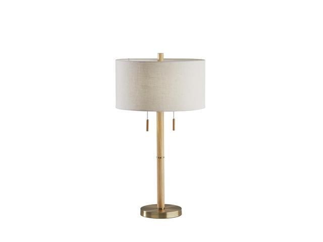 Adesso Madeline Table Lamp, Natural Rubber Wood Base & Antique Brass, Wood  Base, Off White Textured Fabric Shade – Newegg For Textured Fabric Floor Lamps (View 16 of 20)