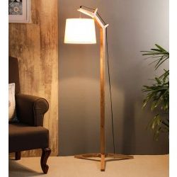 Alari Blue Fabric Shade Floor Lamp With Brown Base In Brown Floor Lamps (View 5 of 20)